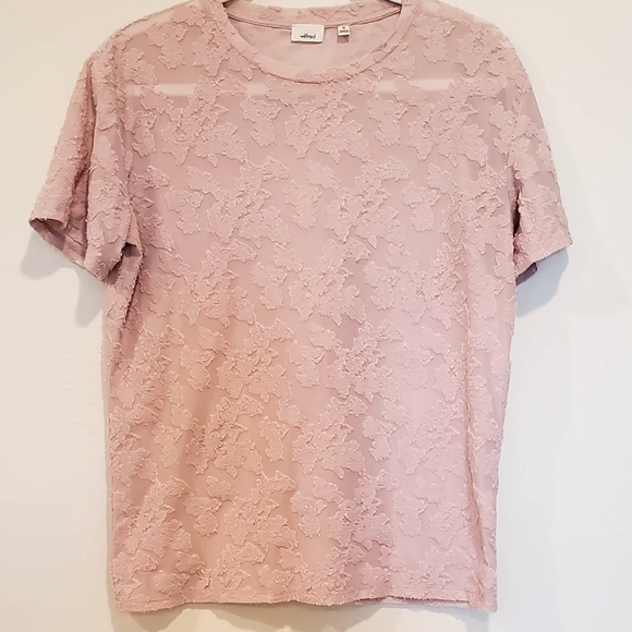 Wilfred Aritizia Dusty Pink Stretchy Sheer Floral Jacquard Top, Med. EUC - Picture 15 of 15
